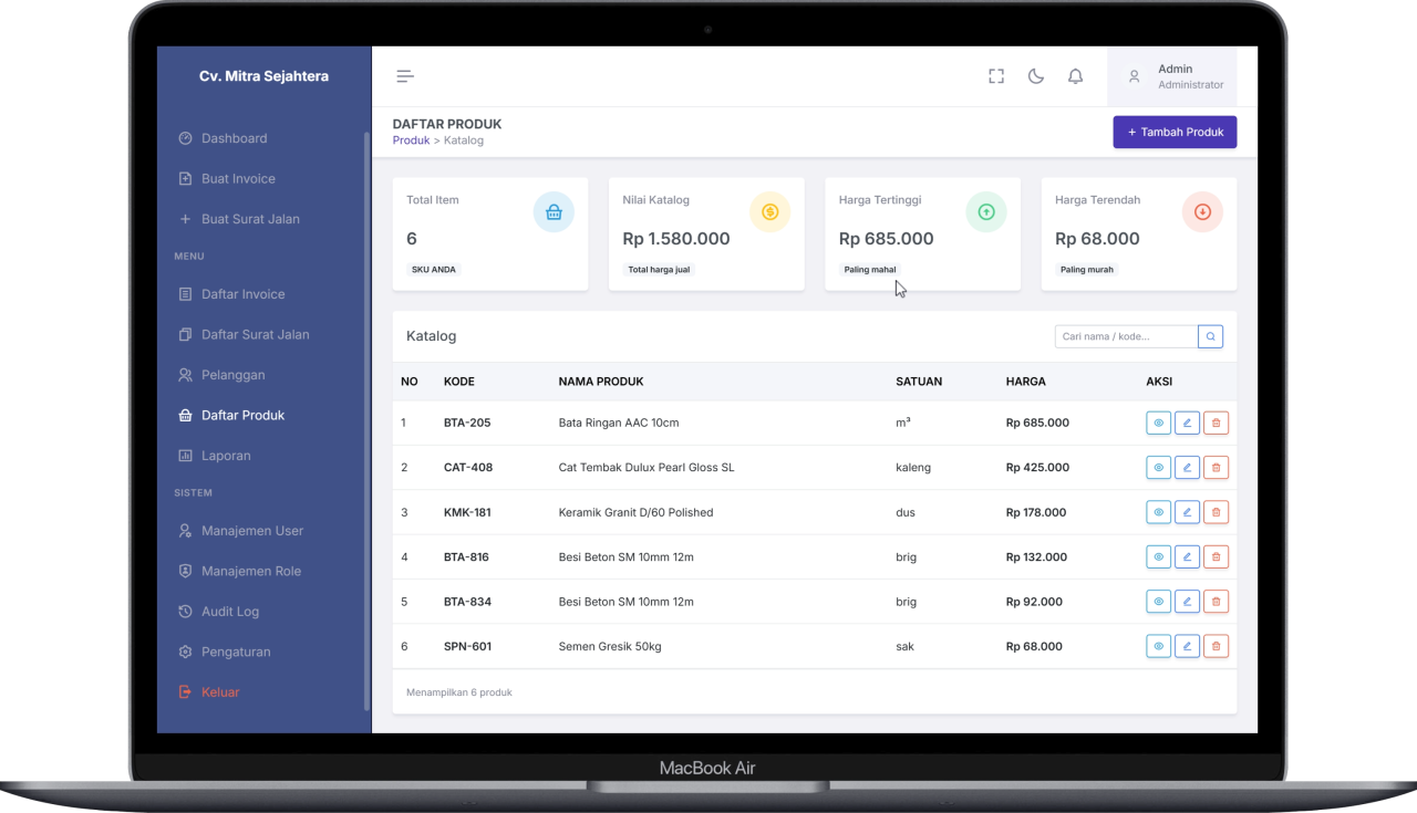 Aplikasi Pembuatan Invoice & Surat Jalan