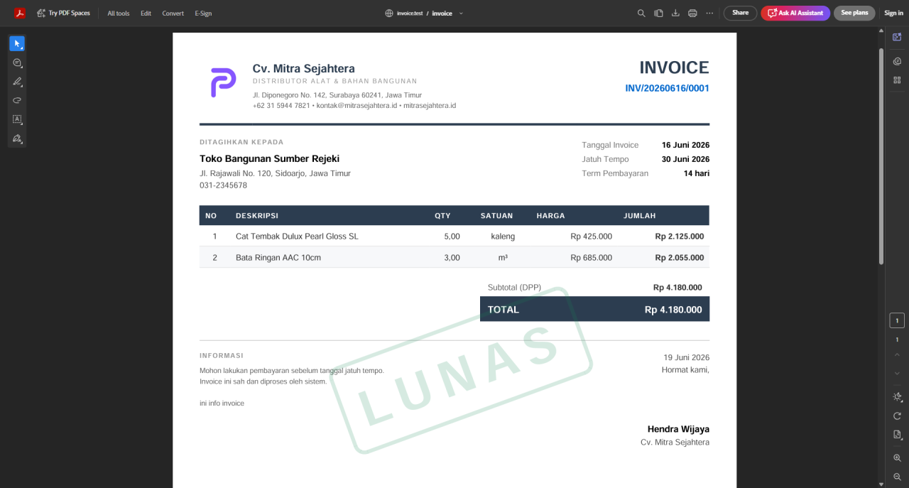 Aplikasi Pembuatan Invoice & Surat Jalan