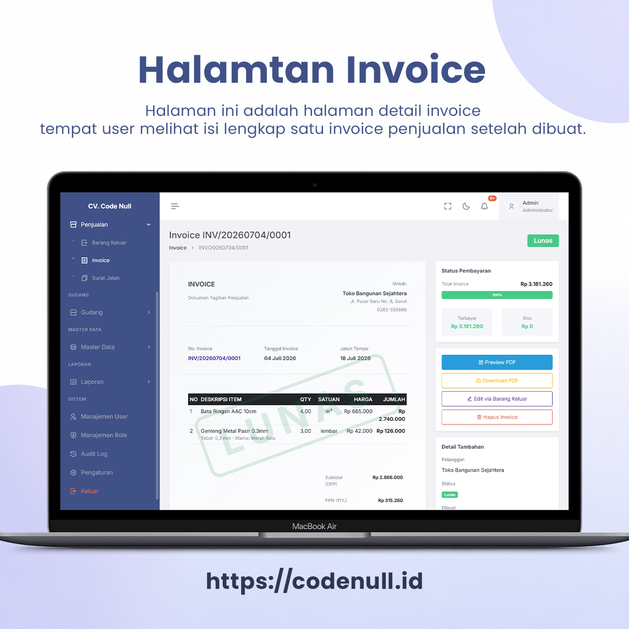 Sistem Manajemen Gudang, Invoice dan Surat Jalan