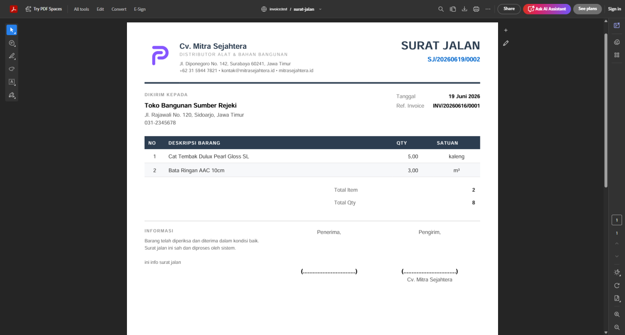 Aplikasi Pembuatan Invoice & Surat Jalan